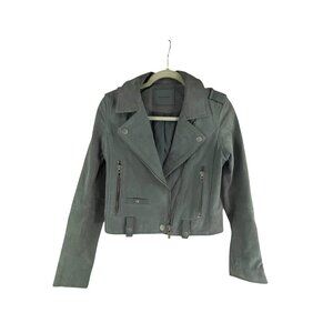 Blanknyc Women's Suede Leather Moto Jacket Size XS Grey Bikercore Rocker Outdoor